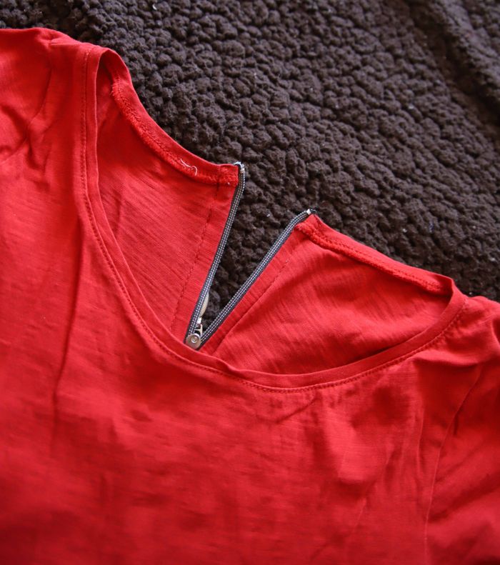 T-shirt manche 3/4 Rouge - photo numéro 3