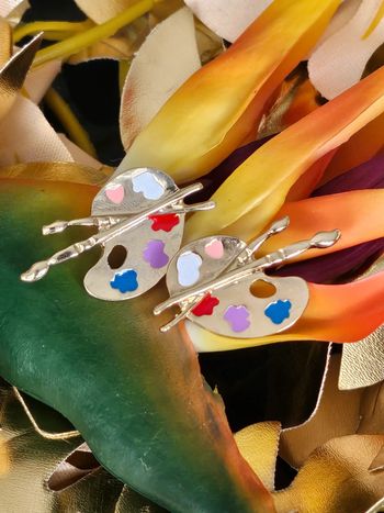 Boucles d oreilles palette de peinture en acier inoxydable