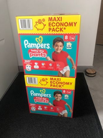 Lot 2 cartons Pampers pants taille 8