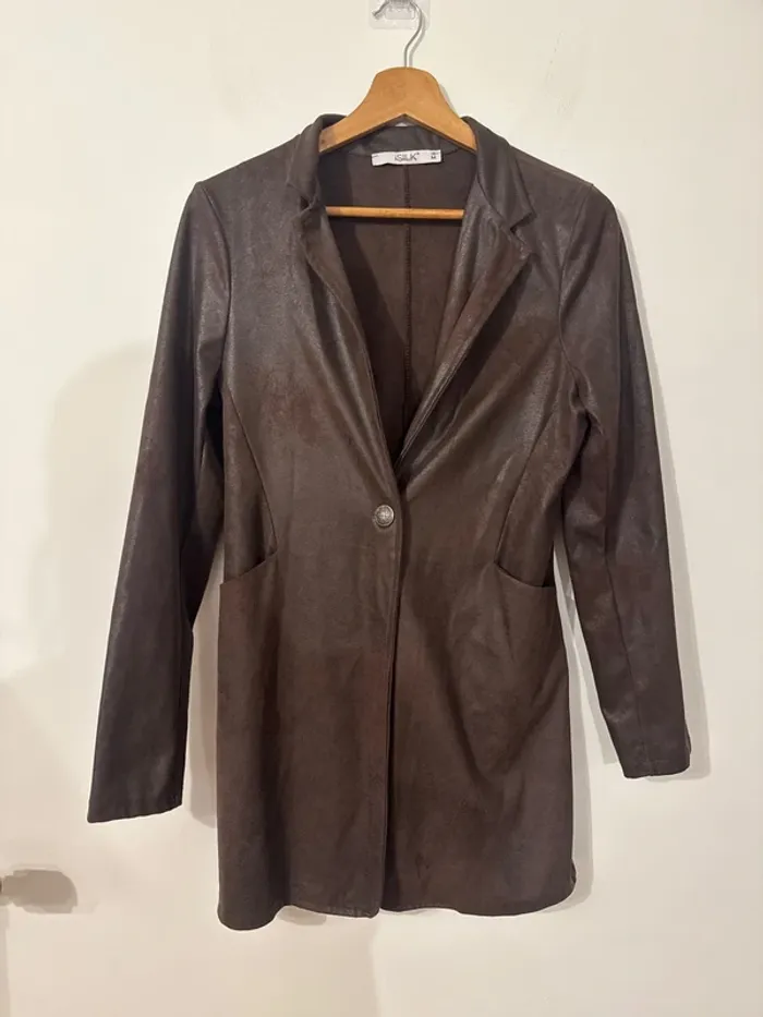 Veste blazer marron effet daim – Silk – Taille M