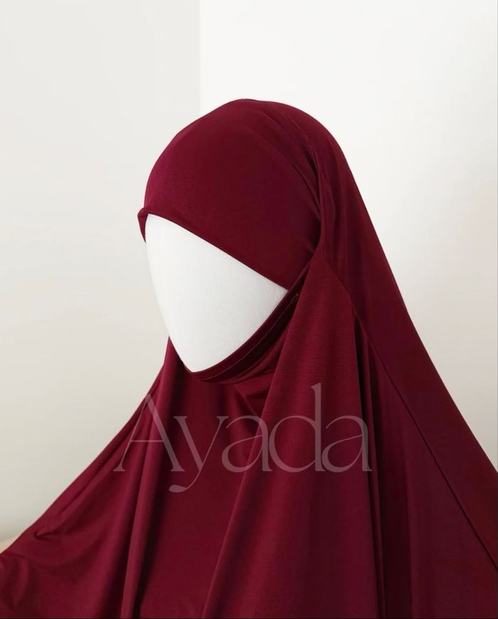 Maxi Khimar Jersey Premium Long arrondi bordeaux - photo numéro 3