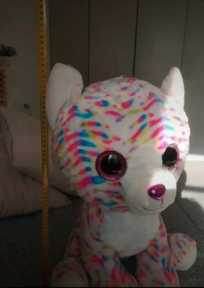 Peluche XXL Chien multicolore 54cm – Yeux brillants TY - photo numéro 3