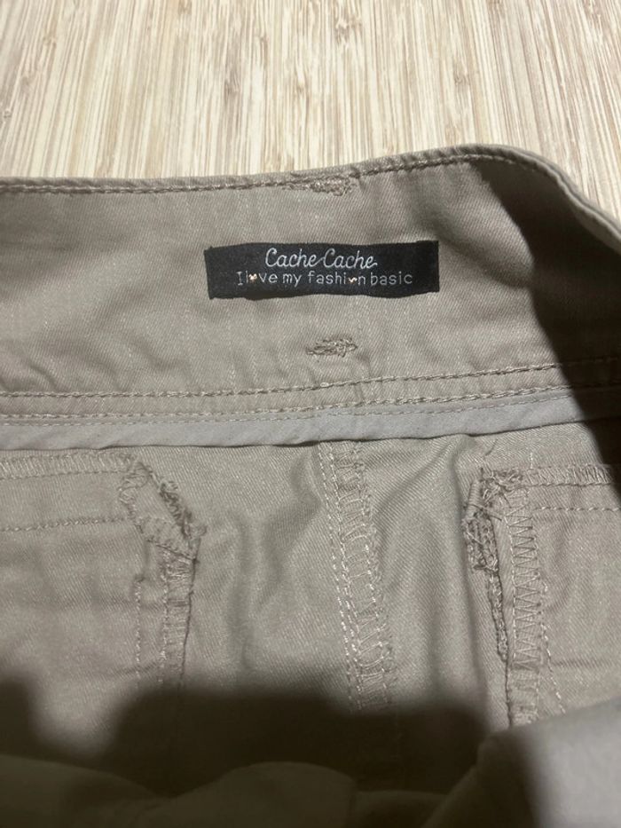 Jupe courte en jean beige foncé marron clair cache cache 42 - photo numéro 4