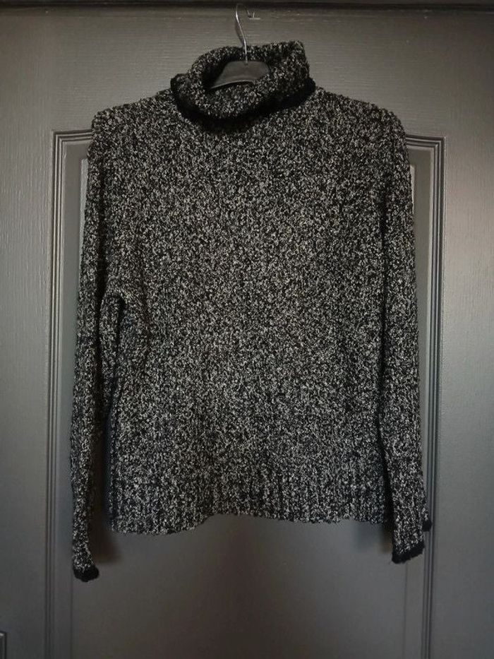 Pullover à col roulé noir & gris & blanc 38/M - Promod