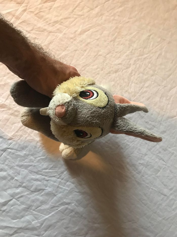 Petit Lapin Gris Saut Bouche Ouverte Animal Faune Peluche Petits Enfants Bébés - photo numéro 6