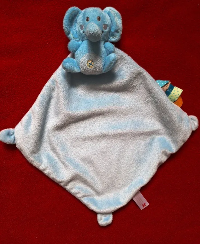 Doudou Elephant bleu / Etiquettes - Nicotoy