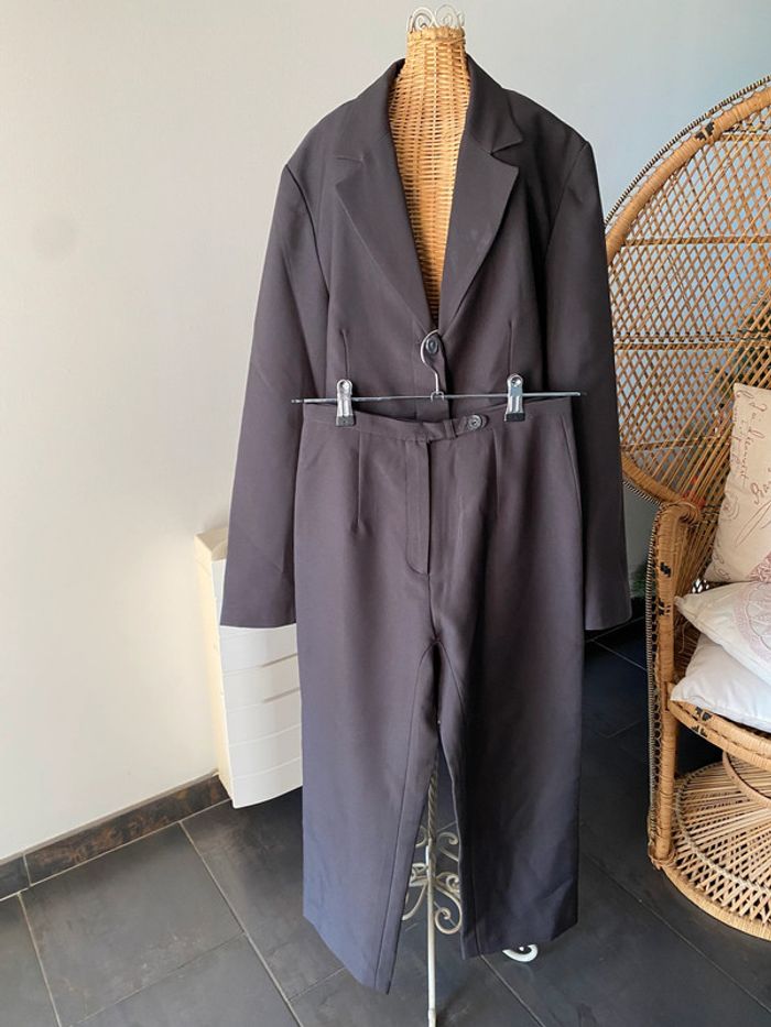 Tailleur La City blazer et pantalon marron taille 38 - photo numéro 16