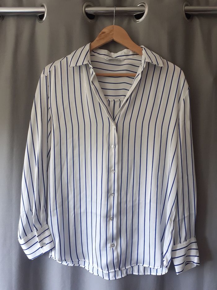 Chemise blanc rayures bleu