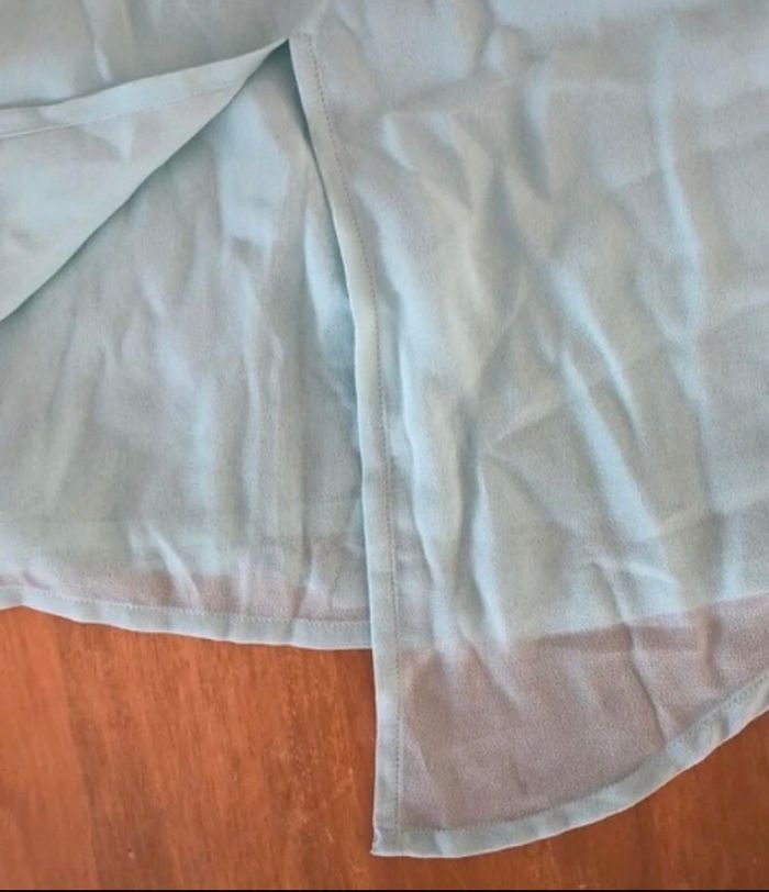 Tee shirt sans manche bleu turquoise à dentelles - photo numéro 8