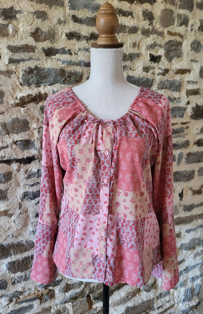 Blouse légère manches longues à motifs rose 3 Suisses Taille 42/44 - photo numéro 2