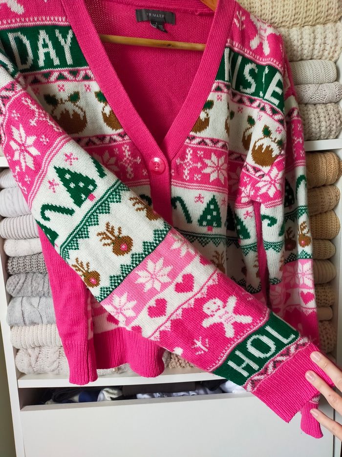 Pull de Noé ou gilet boutonné rose femme L - photo numéro 5