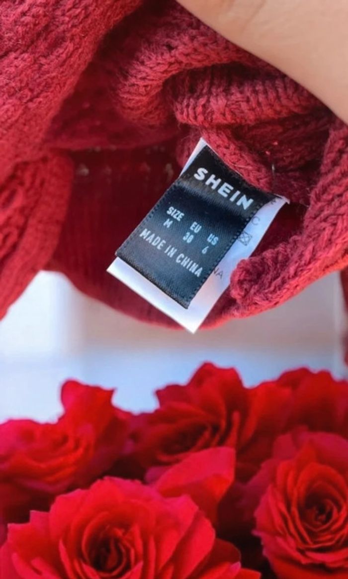 🌹 Pull rouge bordeaux maille torsadée noué devant,neuf femme taille M,100% acrylique🌹 - photo numéro 3