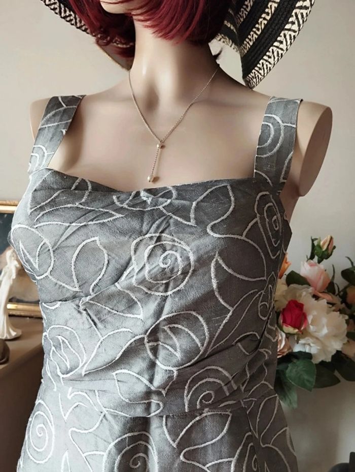 🌿Robe Drapée Motifs Fleuris Soie Sauvage T36/38🌿 - photo numéro 4