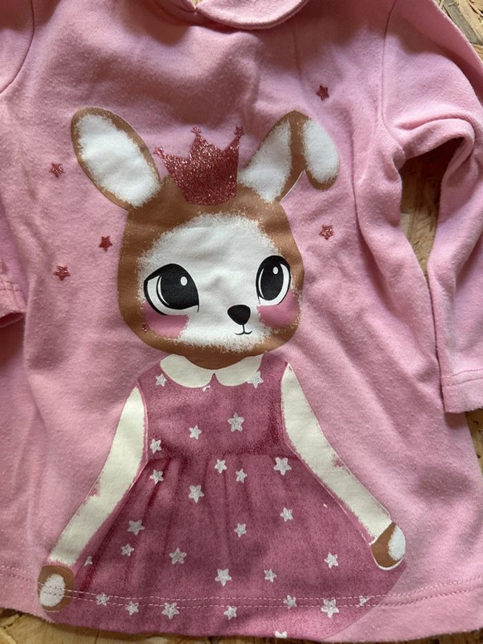 Adorable haut rose bébé avec lapin - photo numéro 2