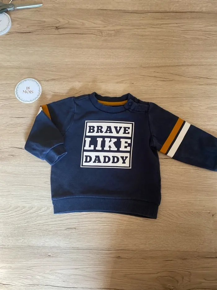 Pull hiver bleu marine flocage garçon 18 mois C&A baby
