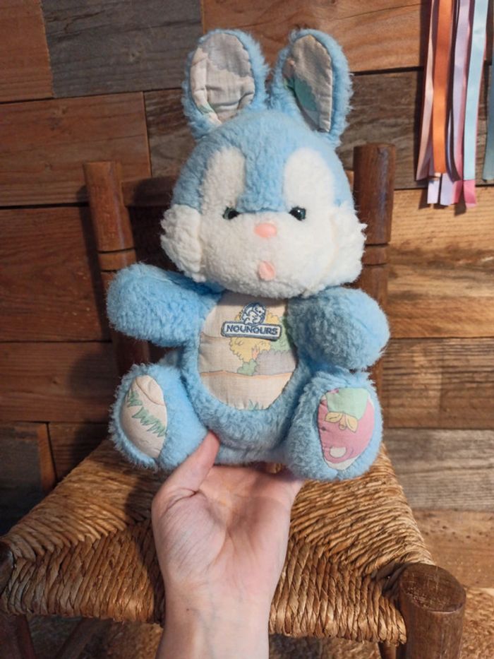 Peluche lapin bleu Nounours vintage - photo numéro 5