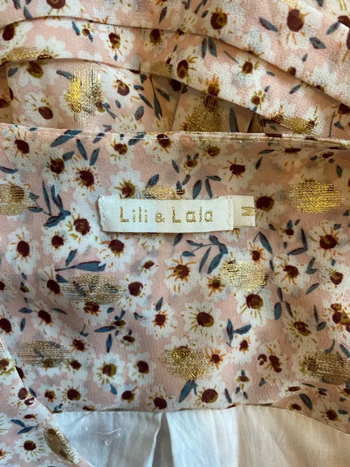 Robe à fleurs rose et dorée - photo numéro 8