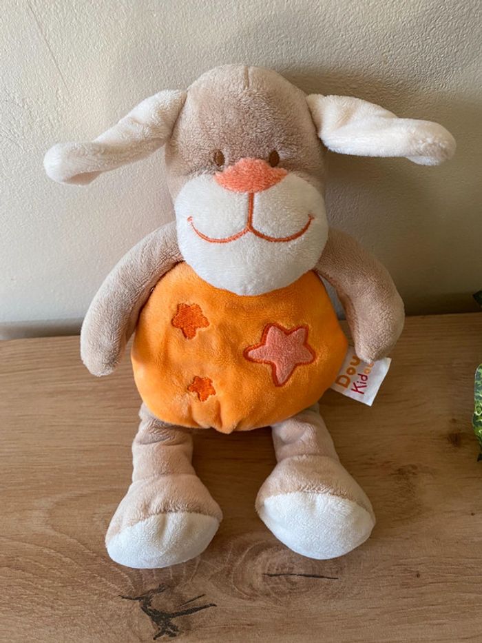 Doudou peluche chien beige orange étoile doukidou - photo numéro 2