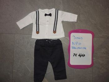 ensemble NPO taille 3 mois bleu marine