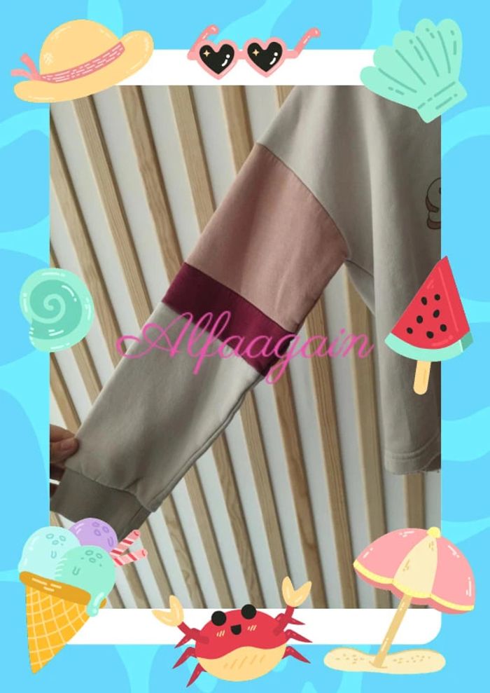 Pull sweat à capuche rose tao 8ans - photo numéro 6