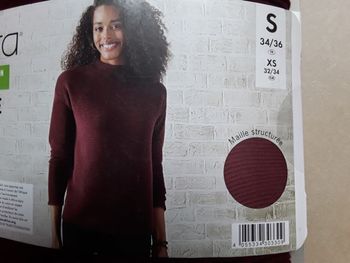 Pull femme col montant bordeaux 34/36 neuf ESMARA NEUF