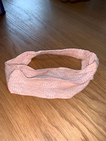 Bandeau tissu in extenso  Motif feuillage  Rose-abricot blanc