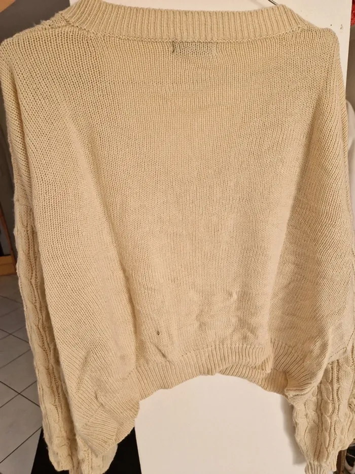 Pull camel dechiré manches longues taille M - photo numéro 2