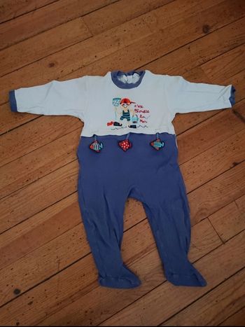 Pyjama une pièce bleu blanc mer 18 mois garçon