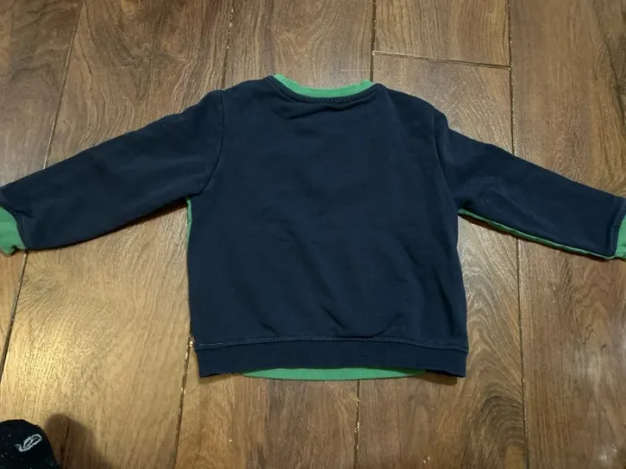 sweat pull garcon en coton marine et vert motif tennis kiabi 3 ans - photo numéro 4