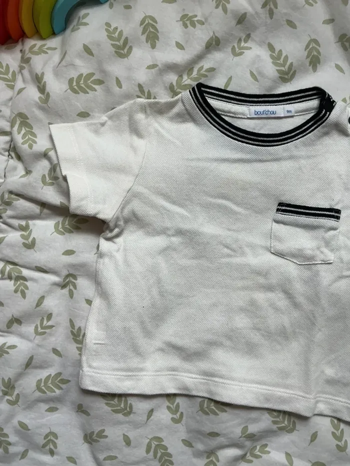 teeshirt manches courtes blanc et marine 9 mois bout'chou - photo numéro 5