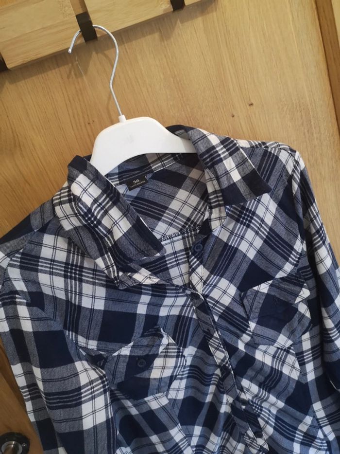 Chemise à carreaux en bleu marine, gris et blanc 36 - photo numéro 8