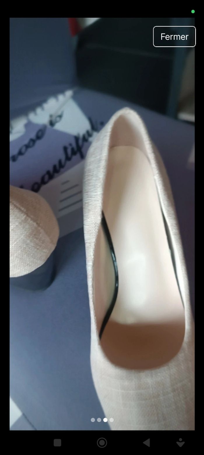 Chaussures femme talon compensé crème - photo numéro 4