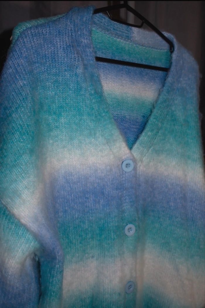 Cardigan en laine bleu unisexe - photo numéro 2