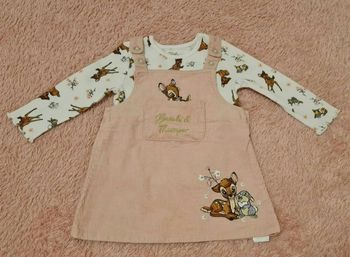 Haut + robe salopette Bambi et Panpan 12 mois