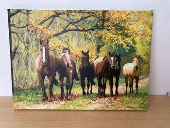 tableau paysage chevaux