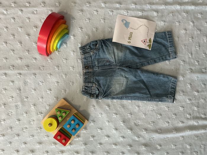 jean droit bleu taille élastique 6 mois orchestra - photo numéro 2