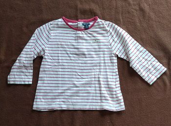 Sweat blanc à rayures et manches longues KIABI, Taille 18 mois