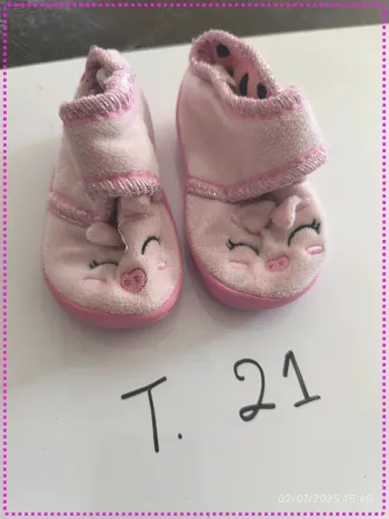2 paires de chaussons rose clair (21)