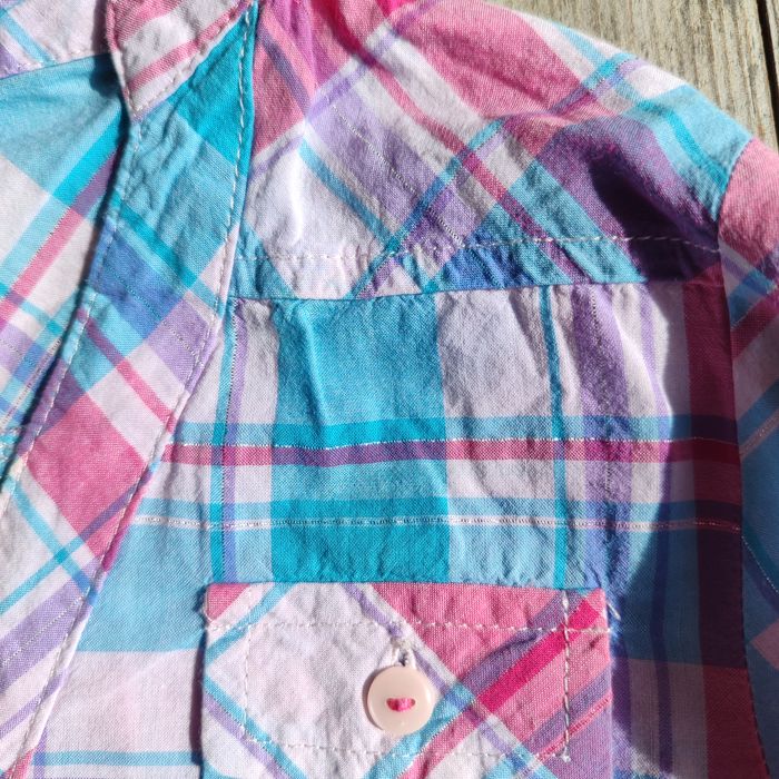 Chemise carreaux rose et turquoise - 3 Ans - photo numéro 3