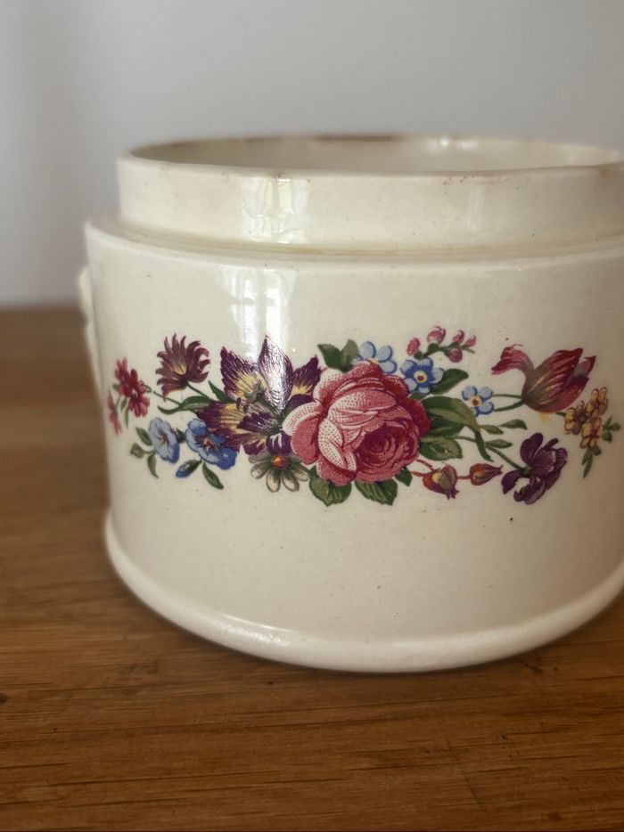 Vintage petit pot bonbonnière motif floral Sarreguemines - photo numéro 7