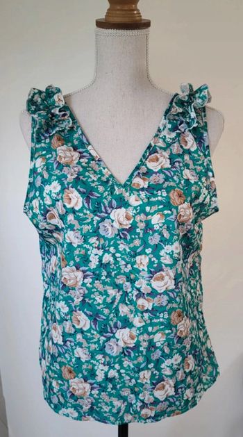 Débardeur fleuri vert beige et mauve Emery Rose Taille L ou 40