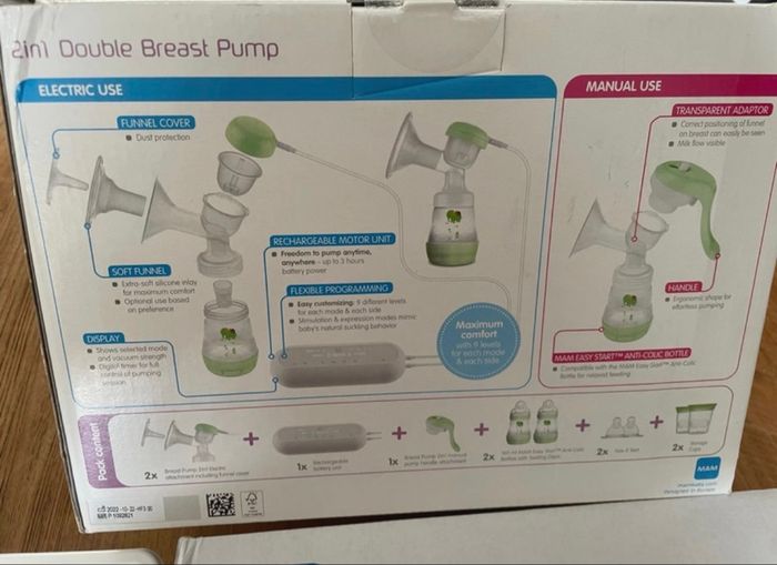 Double Tire lait électrique Mam + pompe manuelle