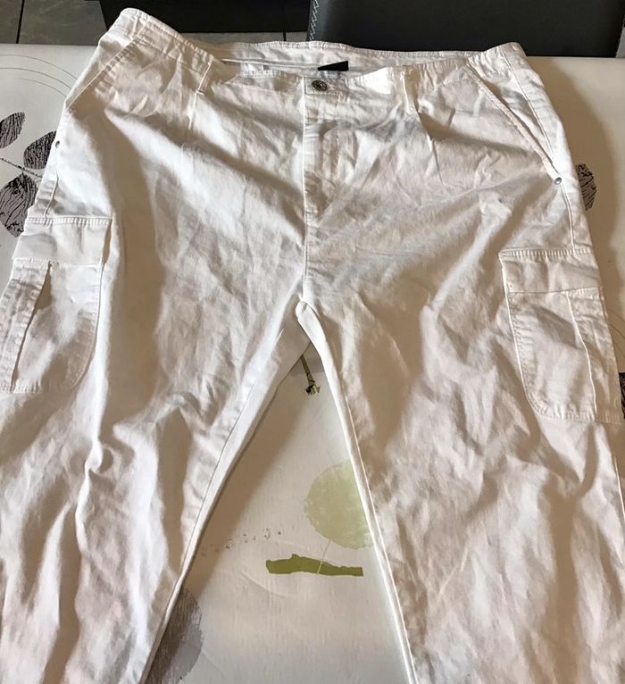 Pantalon blanc taille 46 marque Me&i en coton - photo numéro 3