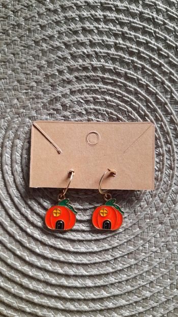 Bijoux Halloween | 🎃 Boucles d’Oreilles neuves - Citrouille Maison Douceur d’Automne 🎃
