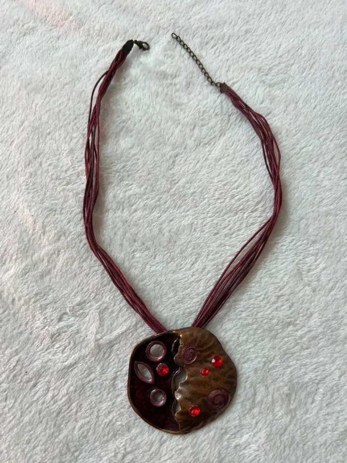 Collier bordeaux/bronze Abstract Boho 70s Witchy - photo numéro 2