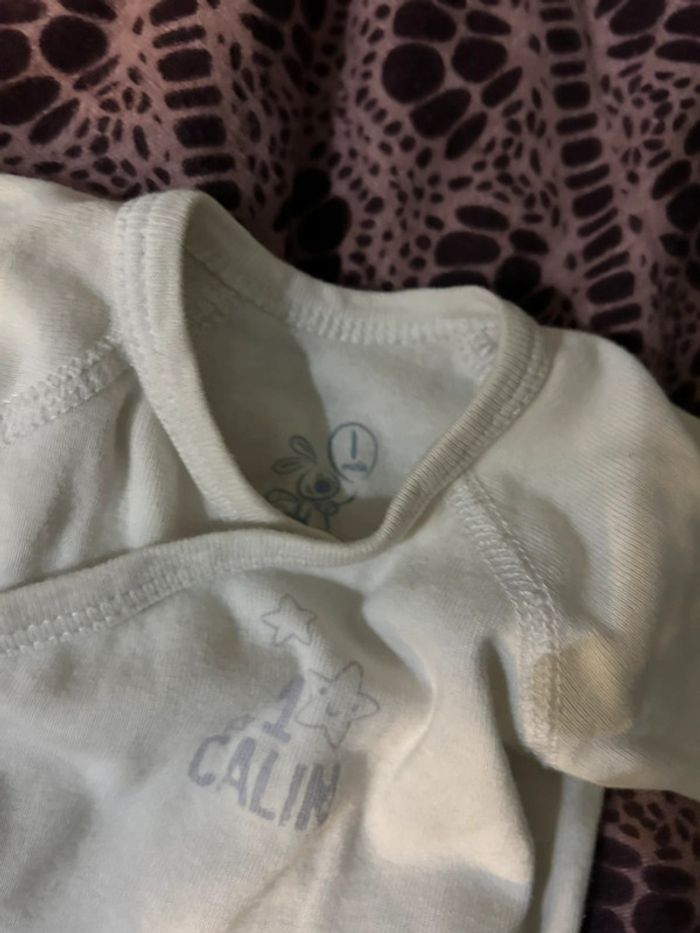Body blanc 1 mois fille, garçon, mixte, bébé, 54cm - photo numéro 2