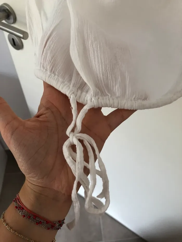 Top à bretelles blanc et perles grises Esprit taille 36 - photo numéro 4