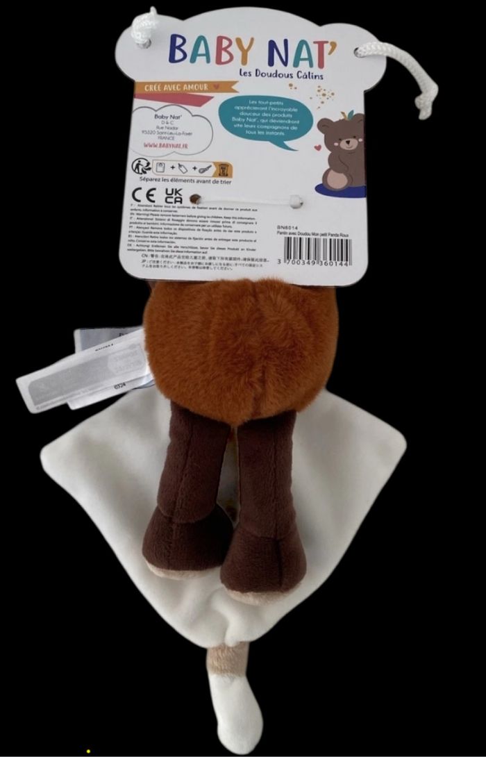 ❤️B4942 Doudou Mouchoir Blanc Panda Roux Renard Babynat Baby Nat' Marron - photo numéro 2