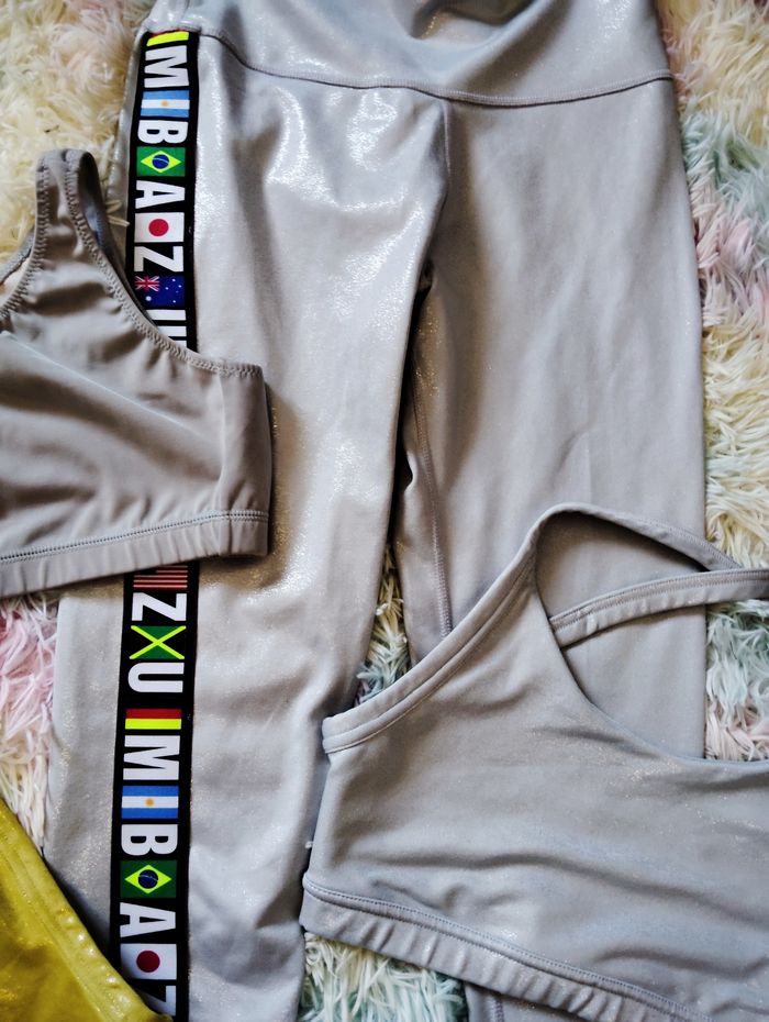 Ensemble zumba s or argent fitness danse brillant - photo numéro 3