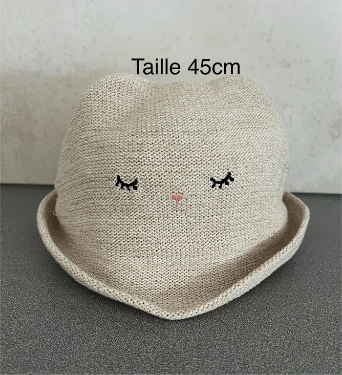 Chapeau beige brillant effet paille taille 45cm Kiabi